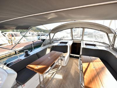 Cockpit of Hamam, a Hanse Yachts Hanse 508 sailboat at Fethiye, Turkey