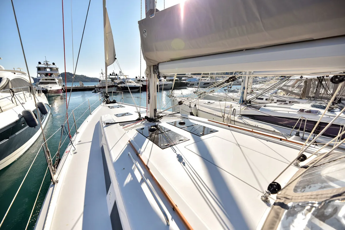Exterior view of Hamam, a Hanse Yachts Hanse 508 sailboat at Fethiye, Turkey