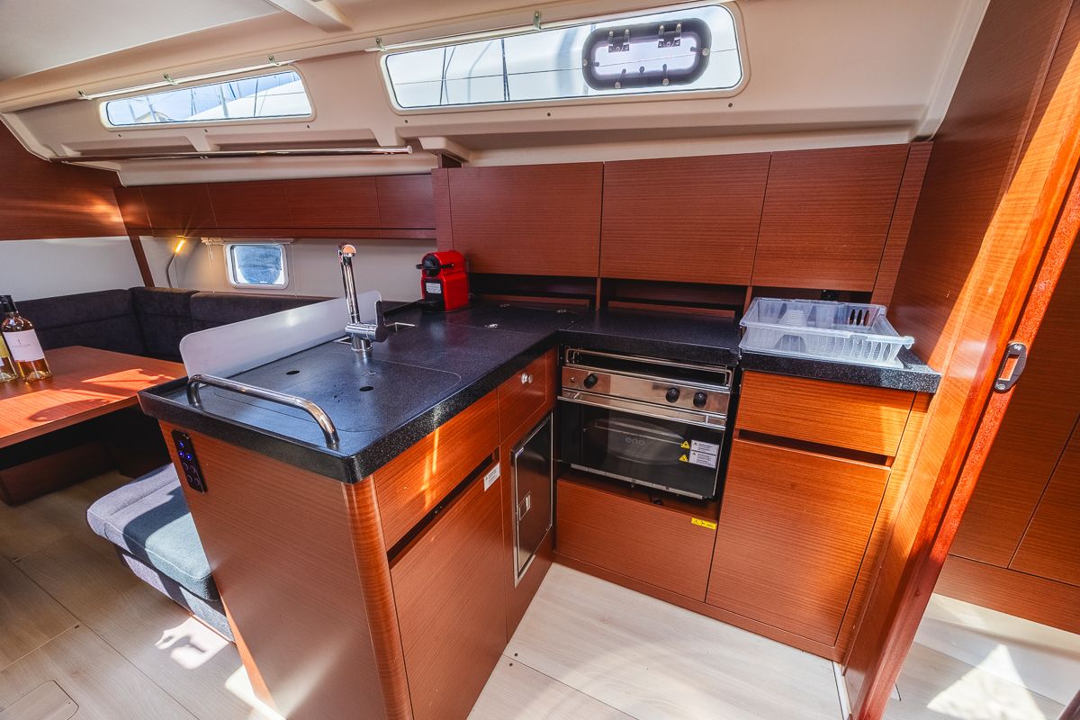 Galley of Dafne, a Hanse Yachts Hanse 418 sailboat at Municipal Unit of Lefkada, Greece
