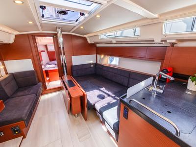 Salon of Dafne, a Hanse Yachts Hanse 418 sailboat at Municipal Unit of Lefkada, Greece