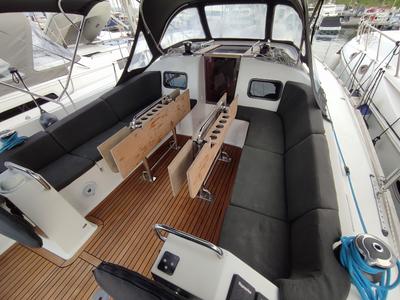 Deck of Ariadne, a Elan Impression 45.1 sailboat at Lavreotiki Municipal Unit, Greece