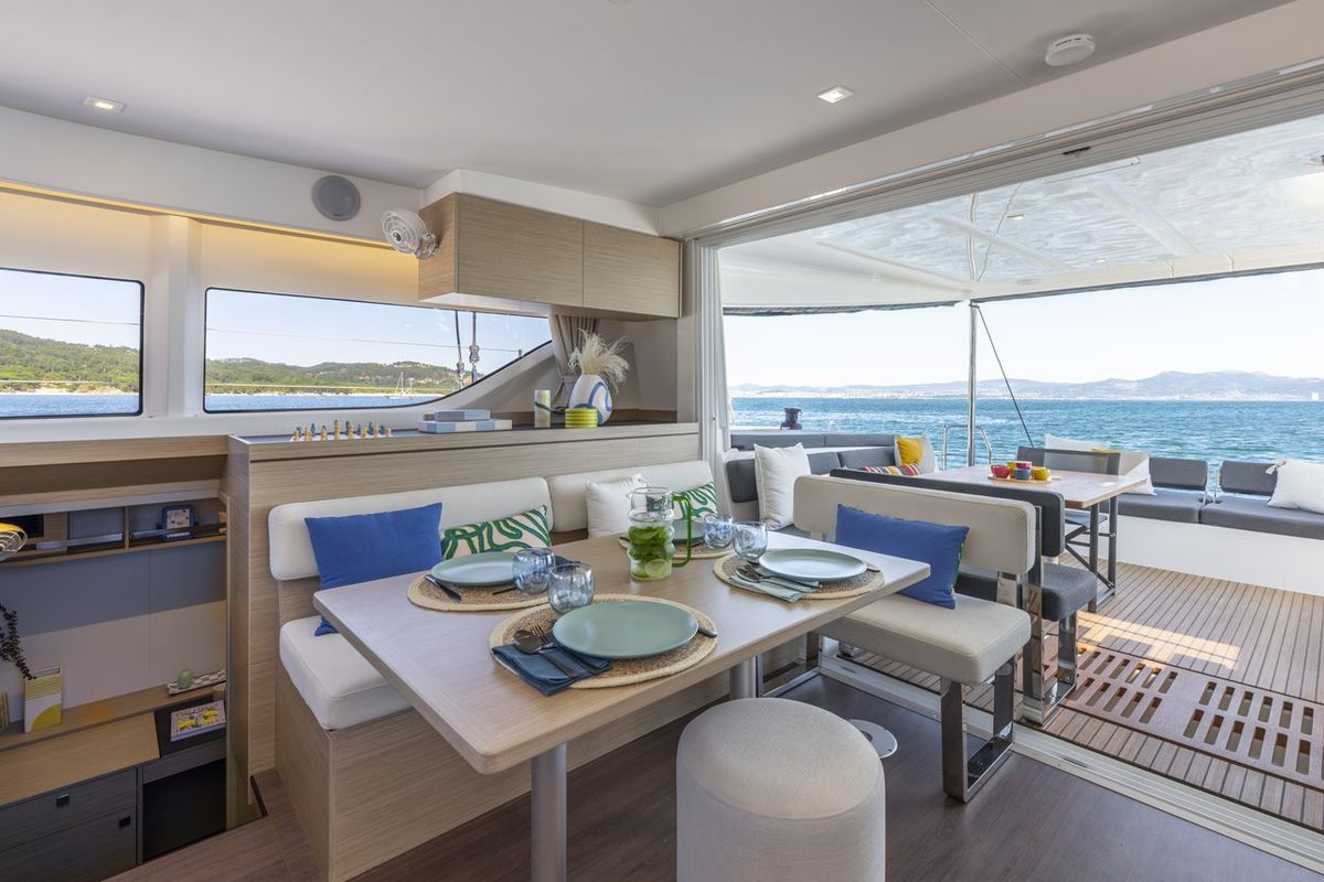Salon of Cloud Dancer 2, a Lagoon 43 catamaran at Pa Khlok, Thailand