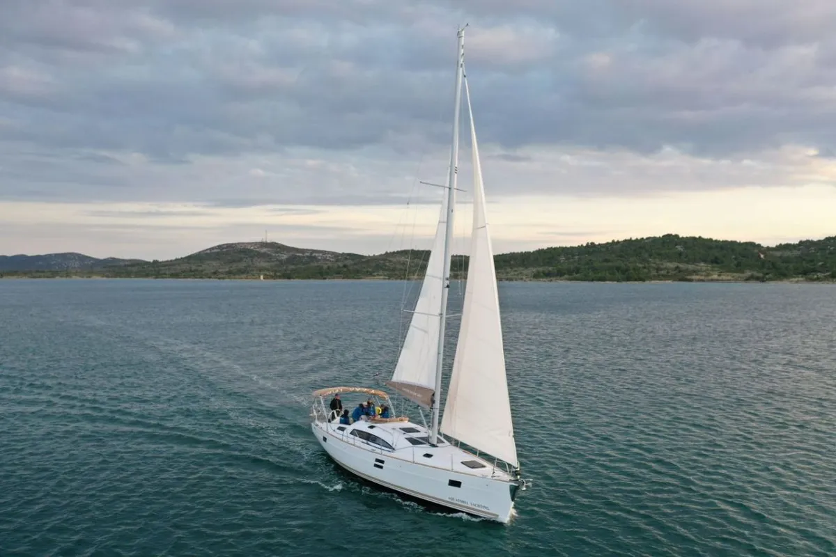 Exterior view of Carolina, a Elan Impression 45.1 sailboat at Pirovac, Croatia