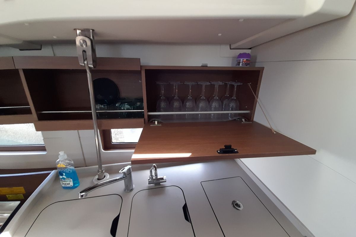 Galley of Okiroi, a Beneteau Oceanis 46.1 sailboat at Municipal Unit of Lefkada, Greece
