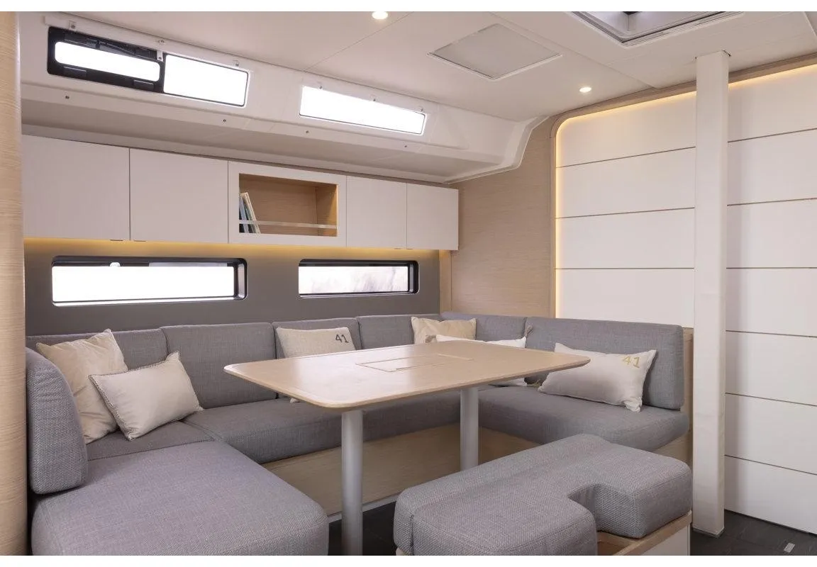 Salon of Asteria, a Dufour 41 sailboat at Castellammare di Stabia, Italy
