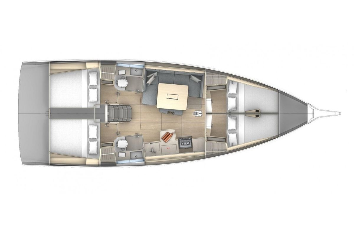Floor plan of Asteria, a Dufour 41 sailboat at Castellammare di Stabia, Italy