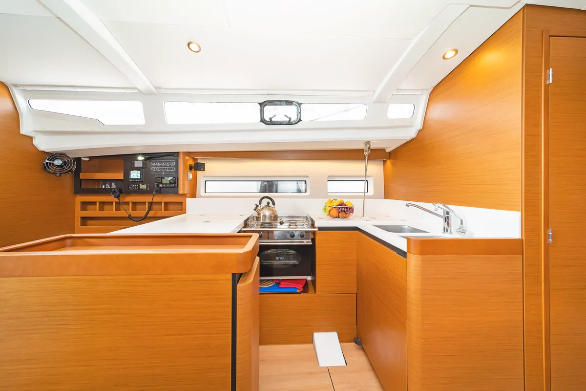 Galley of Esperos, a Jeanneau Sun Odyssey 440 sailboat at Volos Municipality, Greece