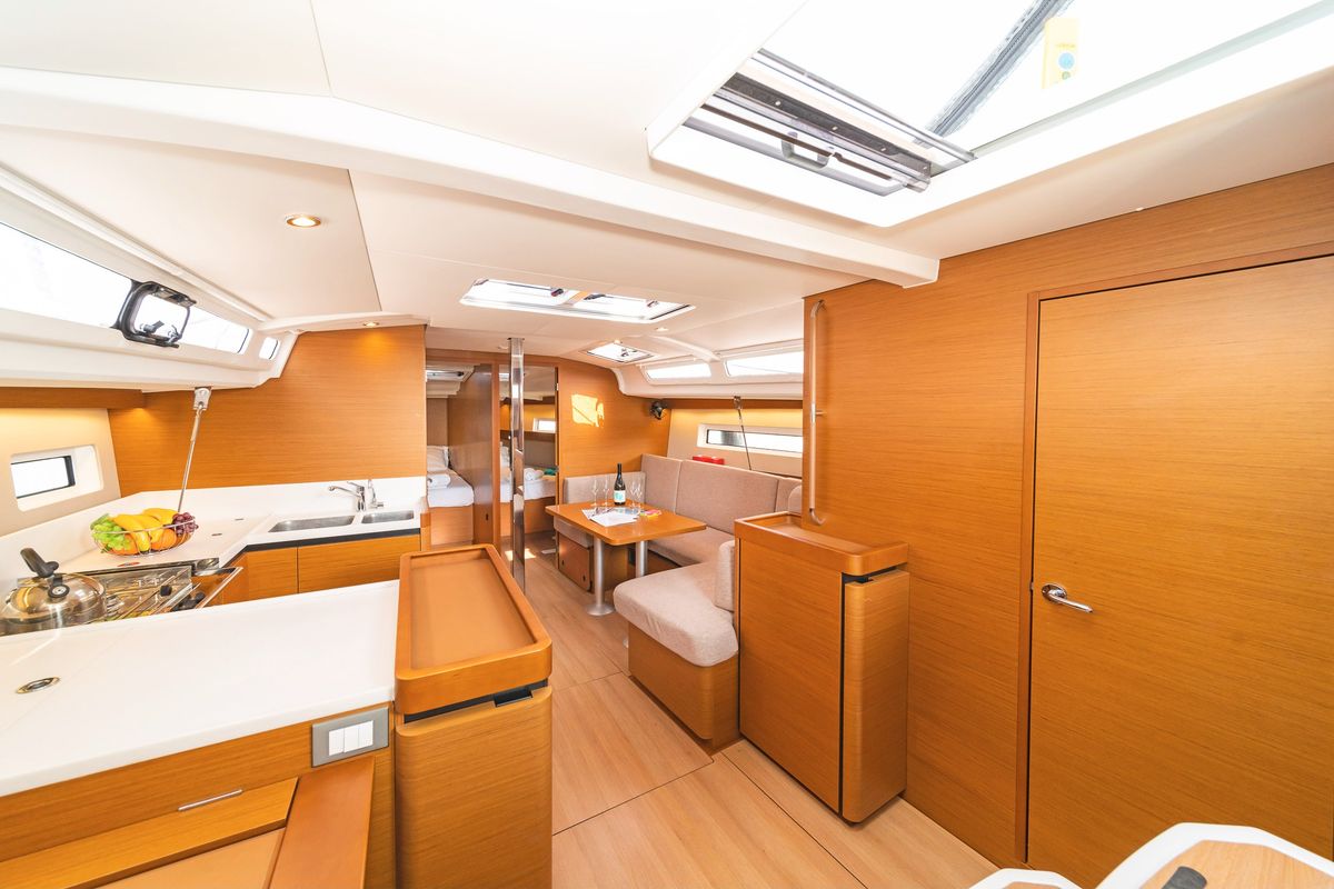 Salon of Esperos, a Jeanneau Sun Odyssey 440 sailboat at Volos Municipality, Greece