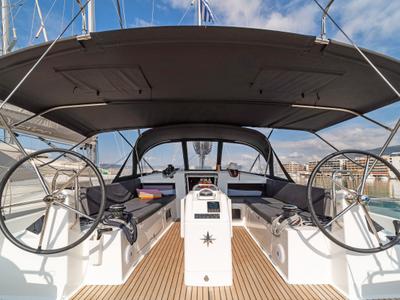 Cockpit of Esperos, a Jeanneau Sun Odyssey 440 sailboat at Volos Municipality, Greece