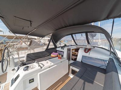 Deck of Esperos, a Jeanneau Sun Odyssey 440 sailboat at Volos Municipality, Greece