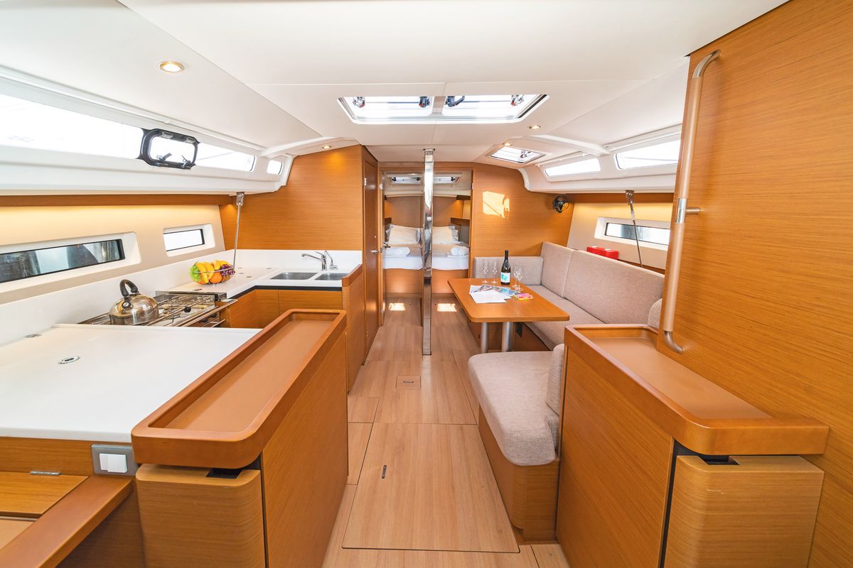 Salon of Esperos, a Jeanneau Sun Odyssey 440 sailboat at Volos Municipality, Greece