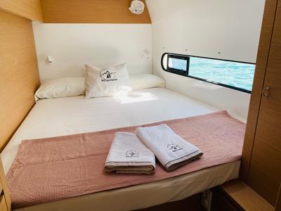 Cabin on Yemaya Mallorca Crewed, a Excess 11 catamaran at Port d'Andratx, Spain