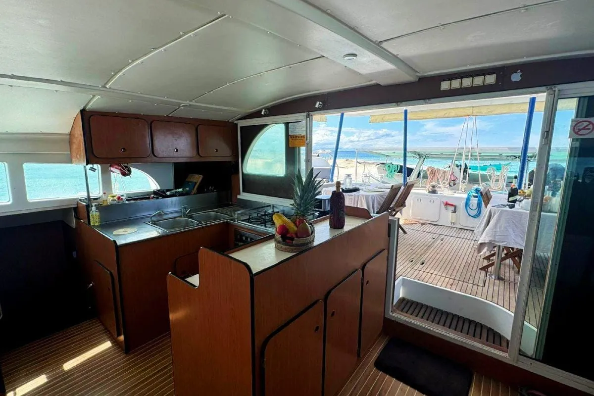 Galley of Charcot, a Lagoon 570 catamaran at San Blas, Panama