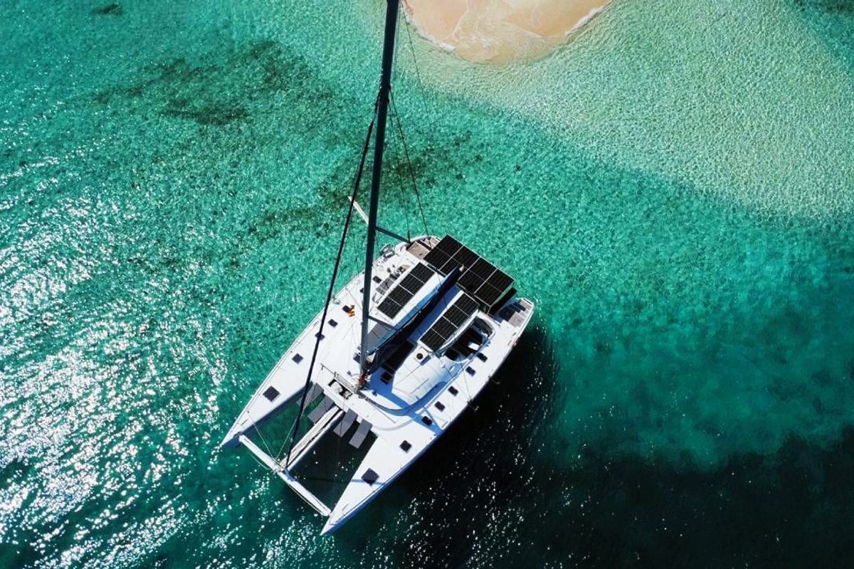 Exterior view of Charcot, a Lagoon 570 catamaran at San Blas, Panama