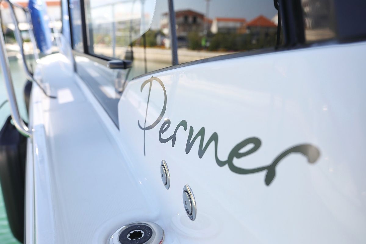 Permer, a Jeanneau Merry Fisher 895 motorboat at Pirovac, Croatia