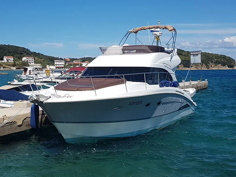 Exterior view of Santin, a Beneteau Antares 42 Fly yacht at Punat, Croatia