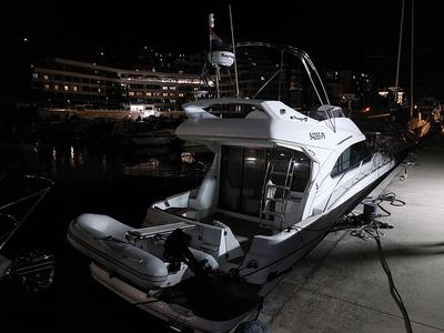 Deck of Santin, a Beneteau Antares 42 Fly yacht at Punat, Croatia