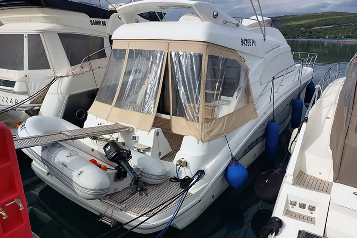 Exterior view of Santin, a Beneteau Antares 42 Fly yacht at Punat, Croatia