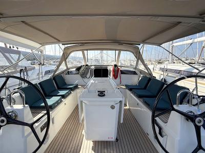 Cockpit of Hannah, a Beneteau Oceanis 40.1 sailboat at Punat, Croatia