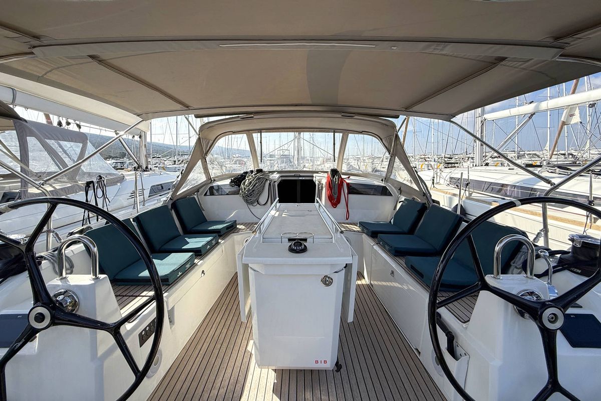 Cockpit of Hannah, a Beneteau Oceanis 40.1 sailboat at Punat, Croatia