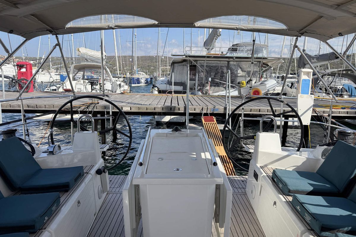 Cockpit of Hannah, a Beneteau Oceanis 40.1 sailboat at Punat, Croatia