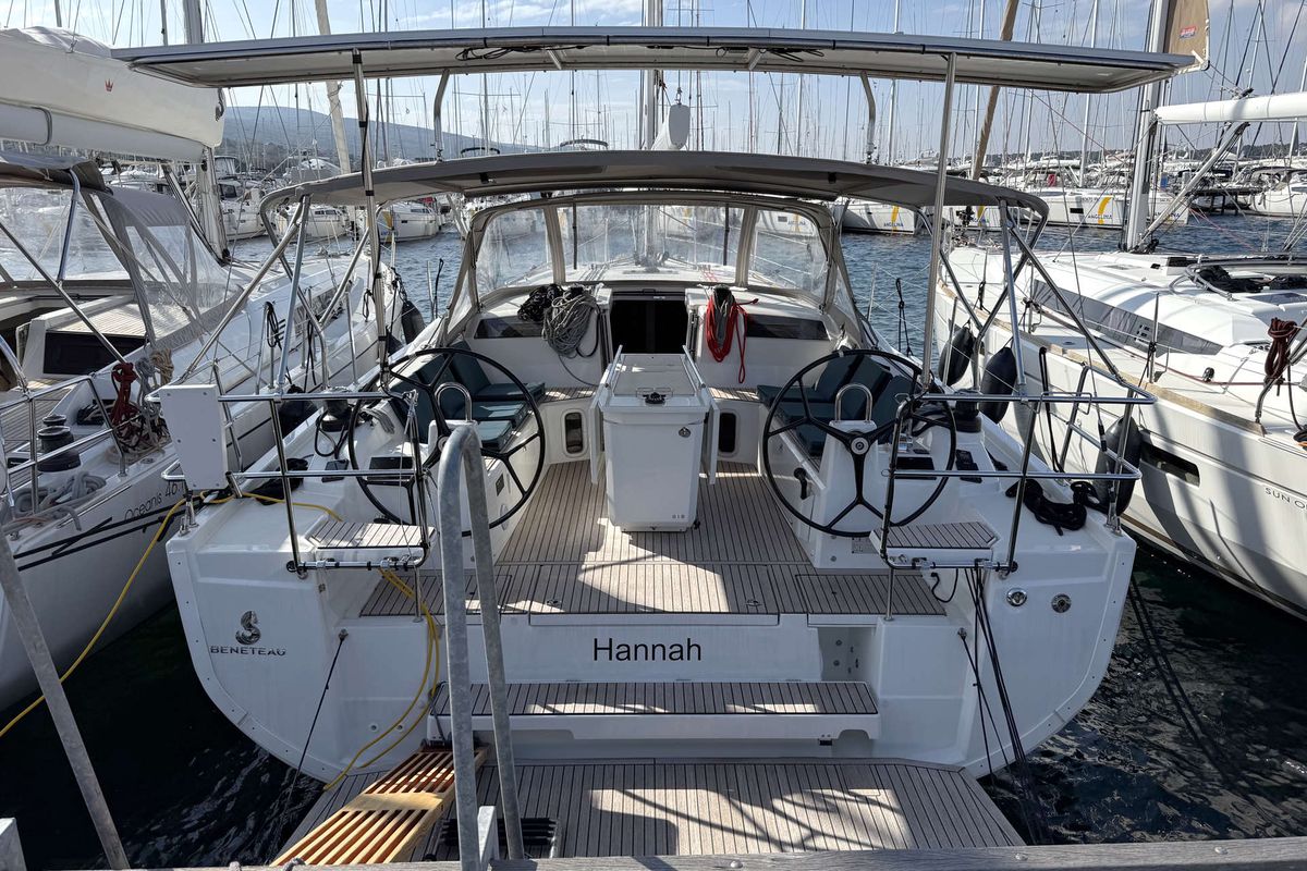 Deck of Hannah, a Beneteau Oceanis 40.1 sailboat at Punat, Croatia