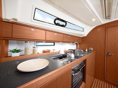 Galley of Rebel Rebel, a Bavaria Cruiser 41S sailboat at Pirovac, Croatia
