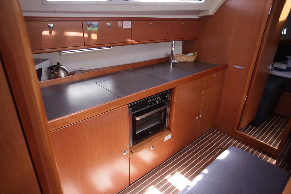 Galley of Rebel Rebel, a Bavaria Cruiser 41S sailboat at Pirovac, Croatia
