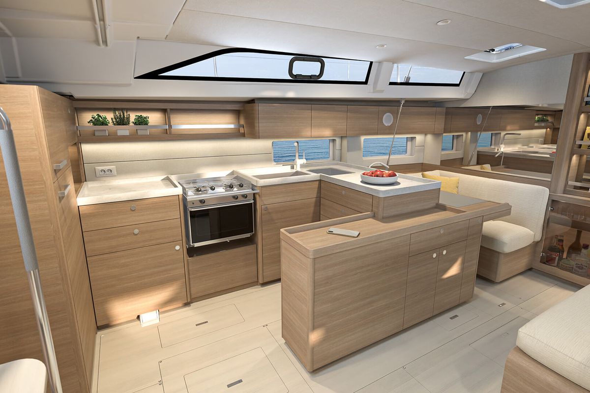 Galley of Kos 52.1, a Beneteau Oceanis 52 sailboat at Athens, Greece
