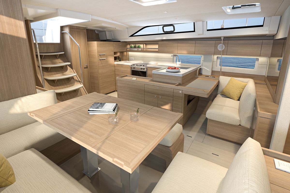 Galley of Kos 52.1, a Beneteau Oceanis 52 sailboat at Athens, Greece
