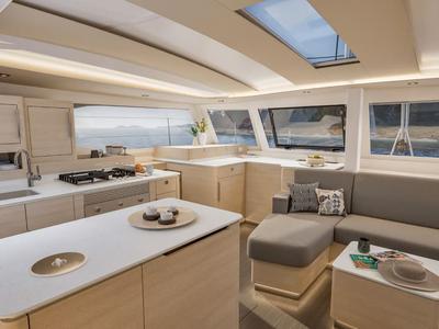 Galley of Scarlet Ibis II, a Fountaine Pajot FP 44 Maestro catamaran at Road Town, British Virgin Islands