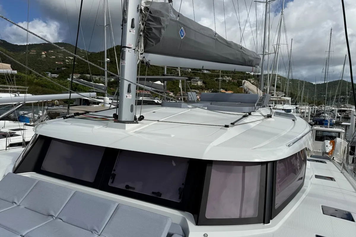 Scarlet Ibis II, a Fountaine Pajot FP 44 Maestro catamaran at Road Town, British Virgin Islands