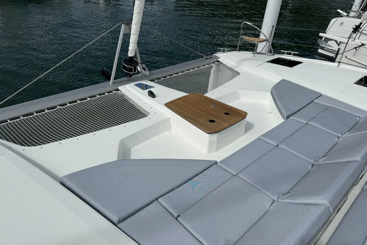 Scarlet Ibis II, a Fountaine Pajot FP 44 Maestro catamaran at Road Town, British Virgin Islands
