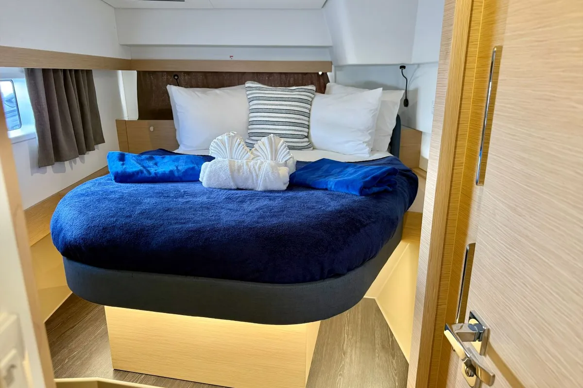 Scarlet Ibis II, a Fountaine Pajot FP 44 Maestro catamaran at Road Town, British Virgin Islands
