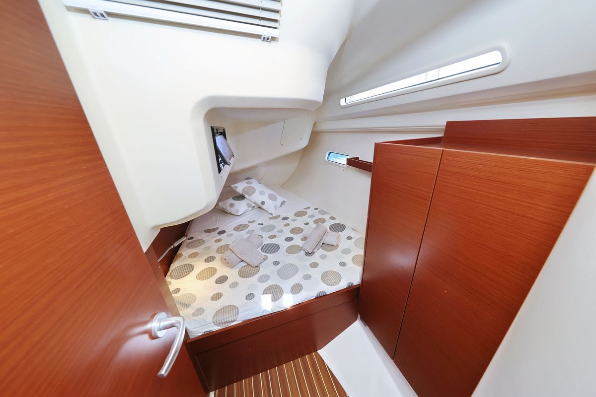Cabin on Whisper, a Hanse Yachts Hanse 388 sailboat at Grad Biograd na Moru, Croatia
