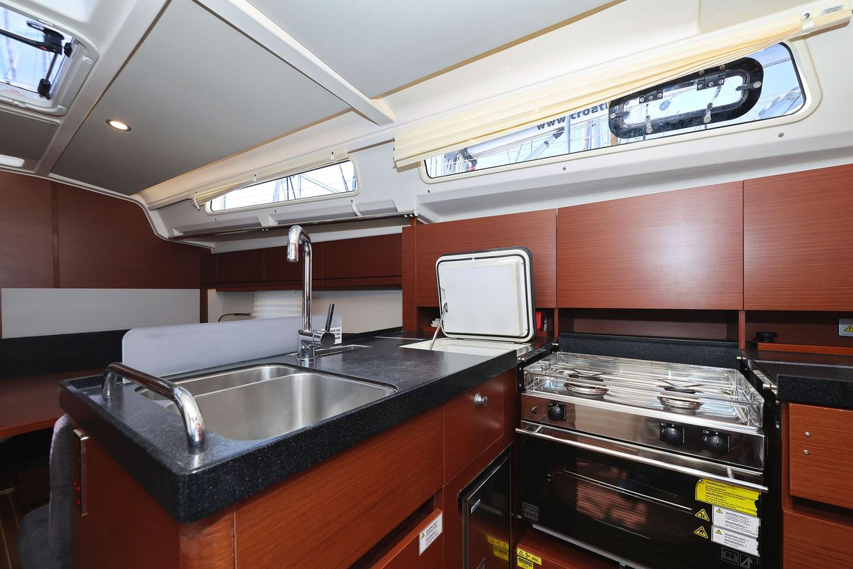 Galley of Whisper, a Hanse Yachts Hanse 388 sailboat at Grad Biograd na Moru, Croatia