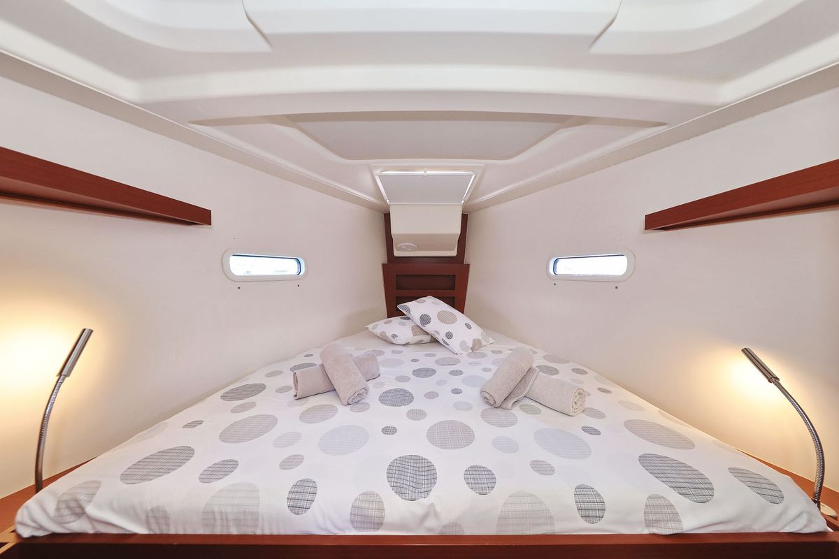 Cabin on Whisper, a Hanse Yachts Hanse 388 sailboat at Grad Biograd na Moru, Croatia