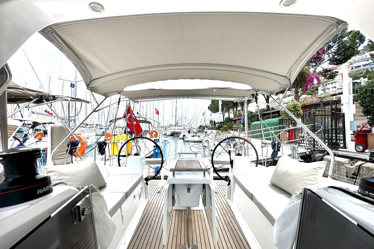 Sail Lyra, a Beneteau Oceanis 38.1 sailboat at Marmaris, Turkey