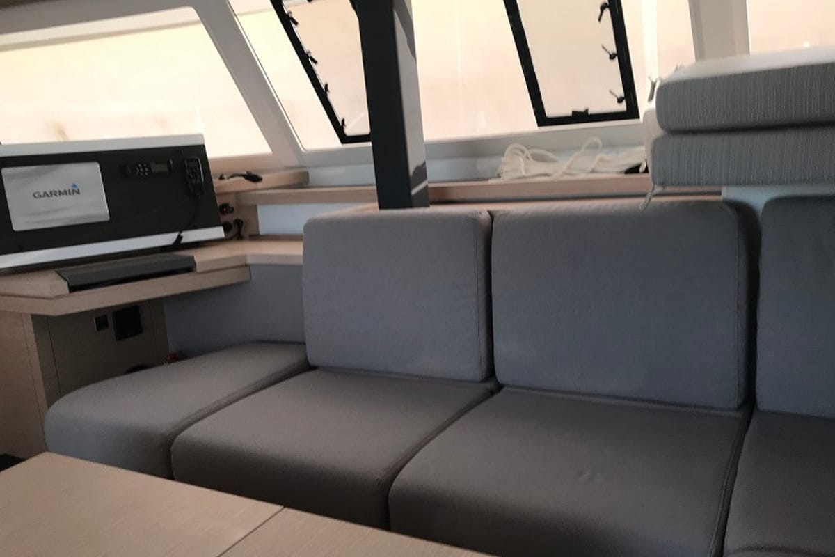 Salon of Bonita, a Fountaine Pajot Astrea 42 catamaran at Fethiye, Turkey