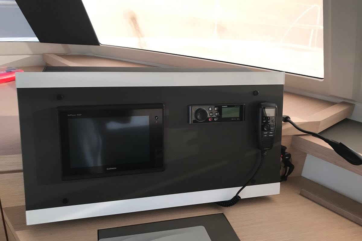 Salon of Bonita, a Fountaine Pajot Astrea 42 catamaran at Fethiye, Turkey