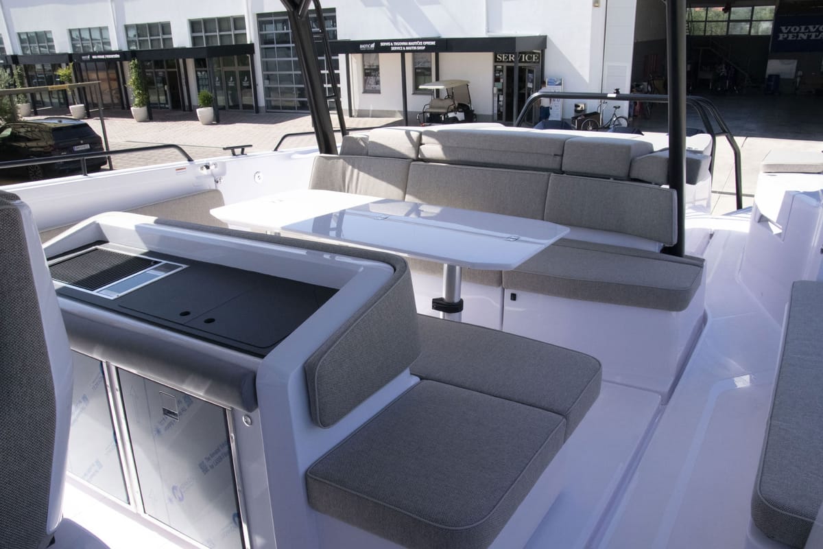 Deck of Niko, a Axopar 45 Cross Top yacht at Seget Donji, Croatia