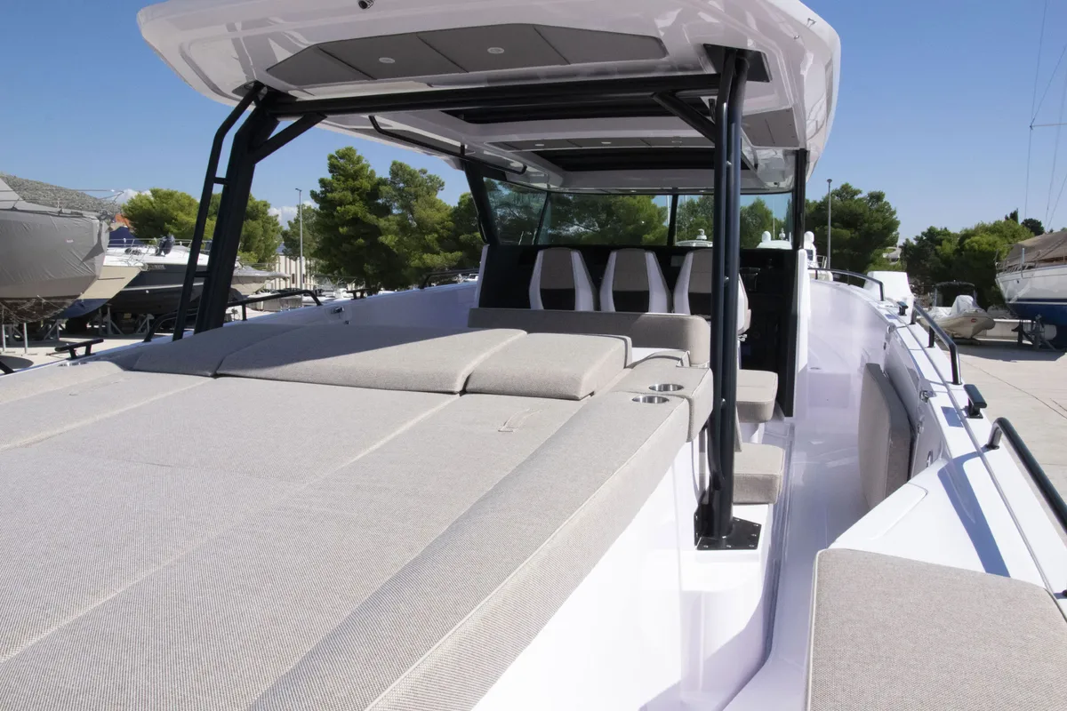 Deck of Niko, a Axopar 45 Cross Top yacht at Seget Donji, Croatia
