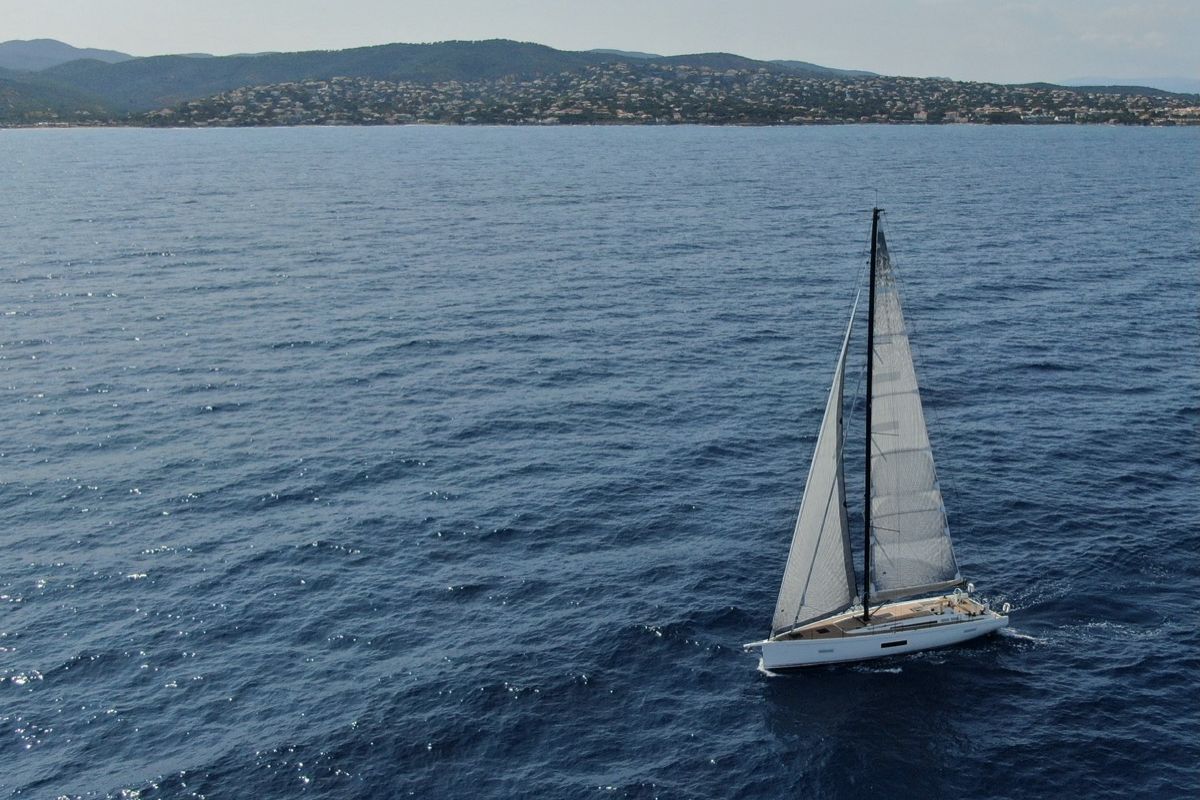 Exterior view of Miss Marie, a Beneteau First 53 sailboat at Olbia, Italy