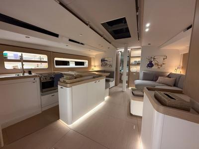 Galley of Miss Marie, a Beneteau First 53 sailboat at Olbia, Italy