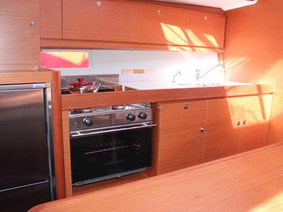 Galley of Morning Star, a Dufour 382 Grand Large sailboat at Athens, Greece