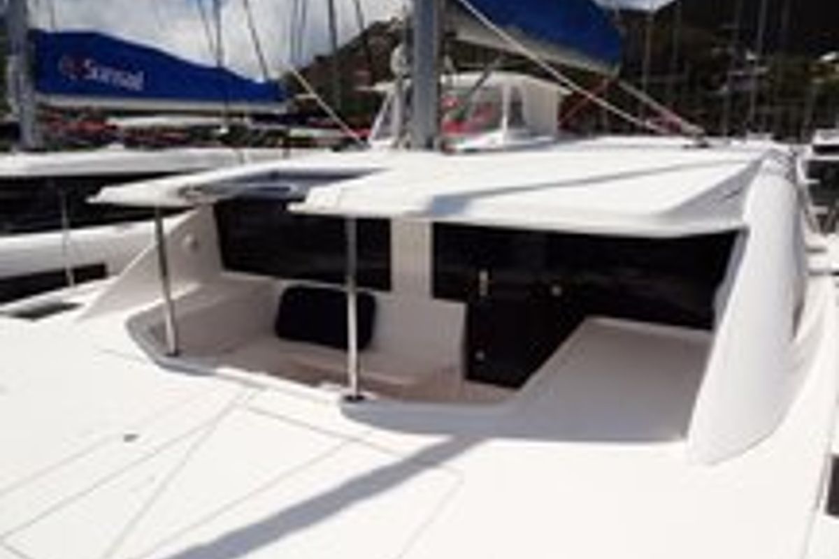Deck of Southern Cross, a Leopard 48 catamaran at Stock Island, United States