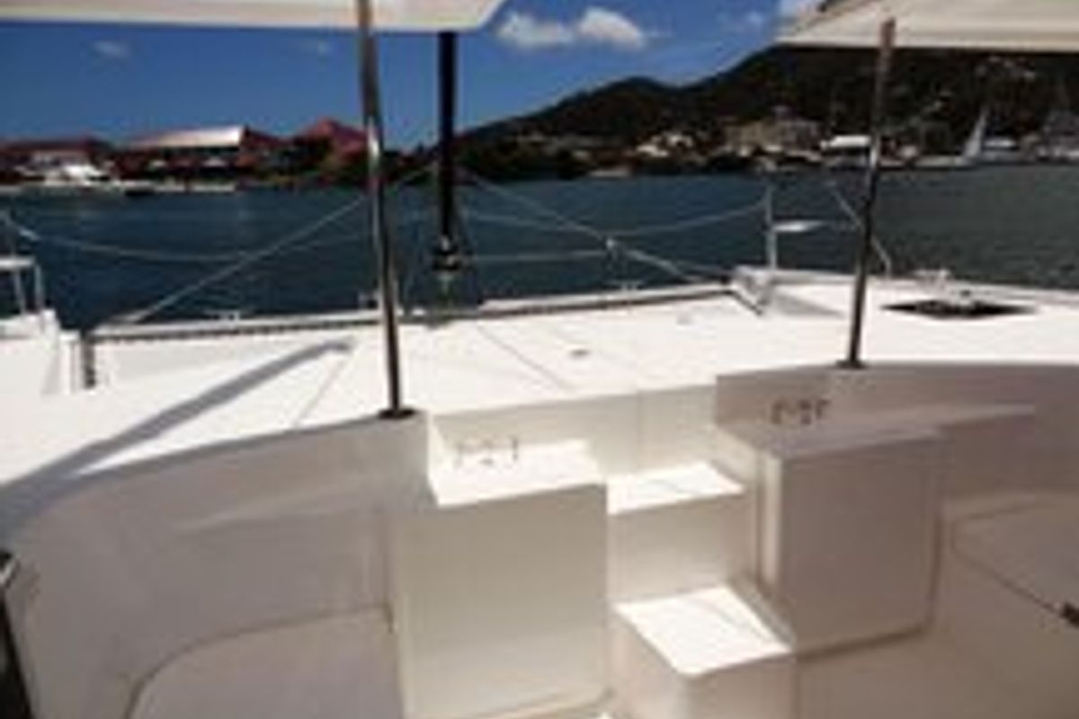 Deck of Southern Cross, a Leopard 48 catamaran at Stock Island, United States