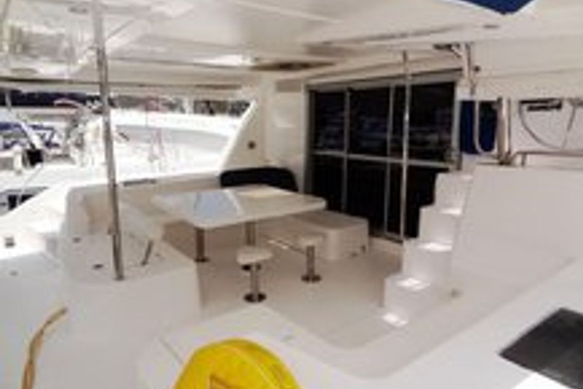 Deck of Southern Cross, a Leopard 48 catamaran at Stock Island, United States