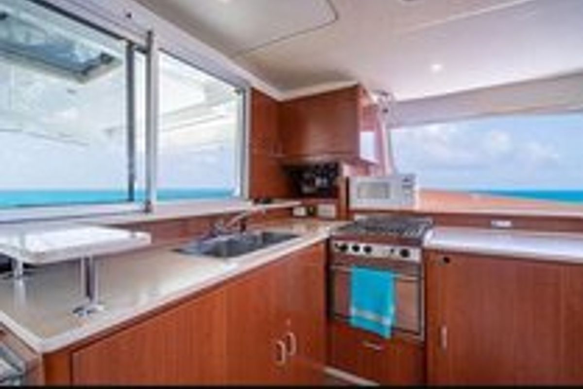 Galley of Southern Cross, a Leopard 48 catamaran at Stock Island, United States