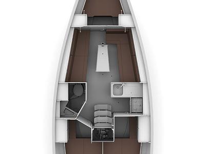 Floor plan of Talassa, a Bavaria Cruiser 34 sailboat at Punat, Croatia